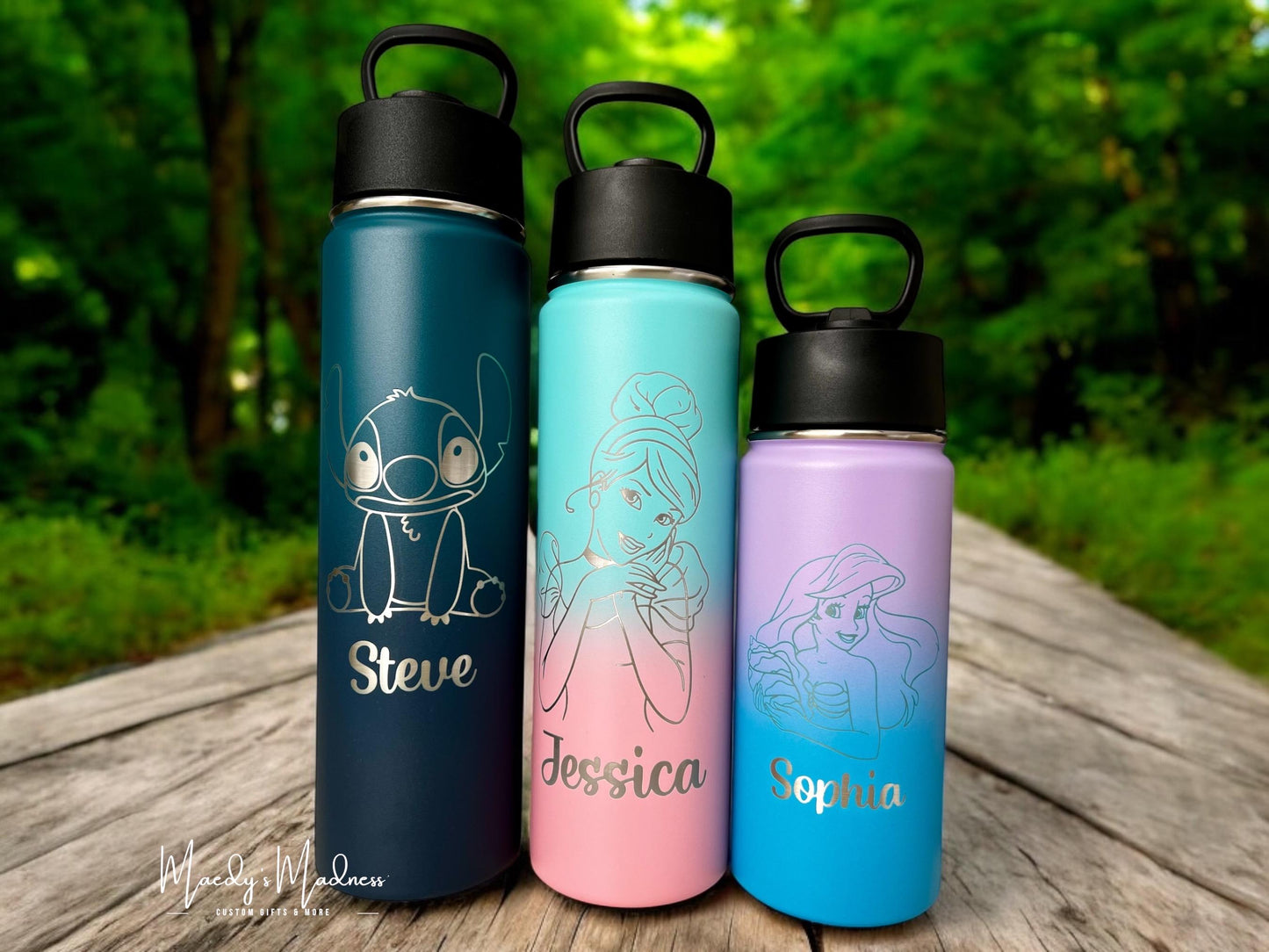 Personalized Princess Inspired Stainless Steel Water Bottle – 16 oz & 22 oz Leak Proof Flip Straw –Back to School Gift for Kids, superheroes