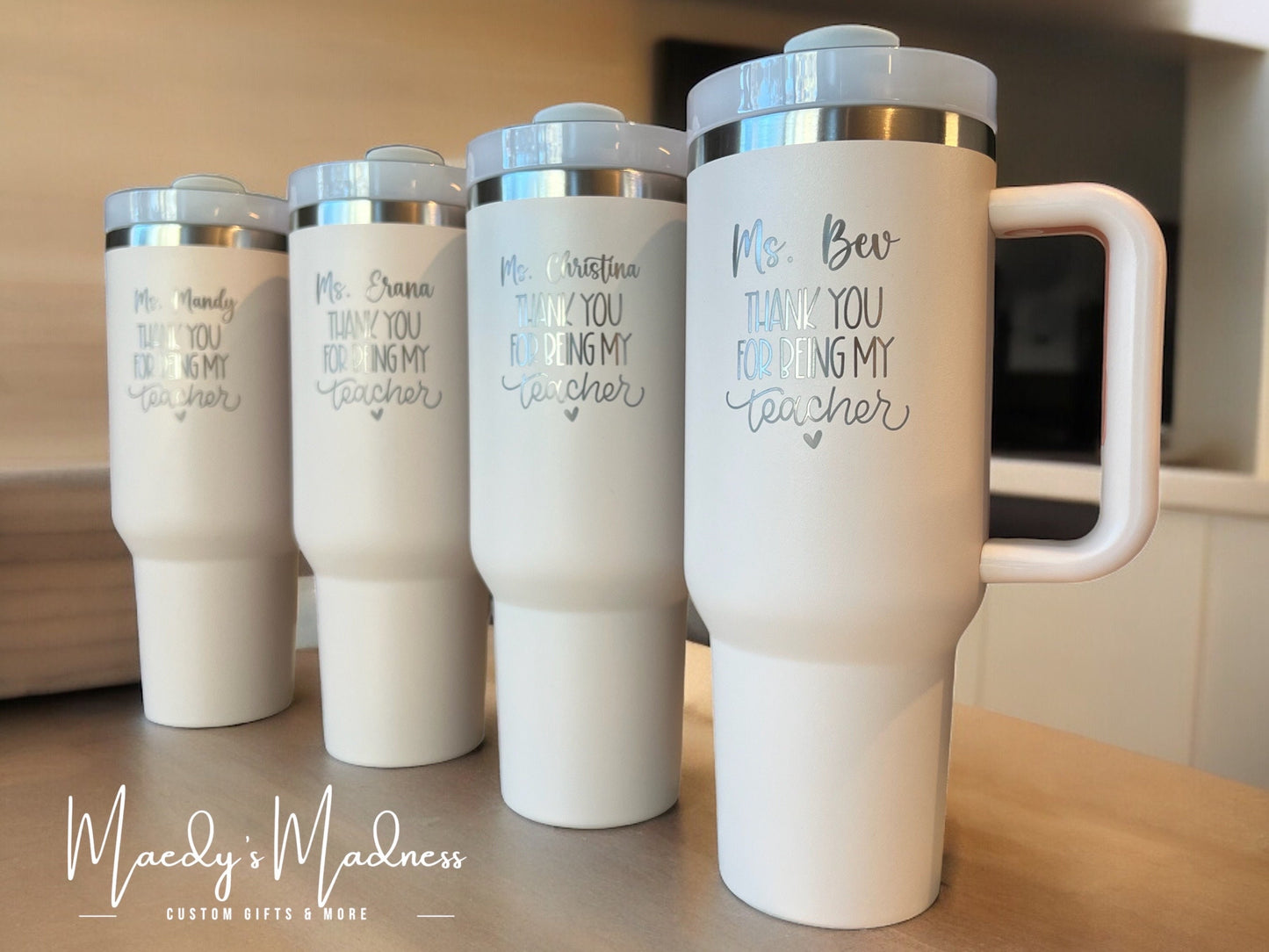 Personalized Teachers gift, 40 oz Tumbler Laser engraved, Travel cup with straw, Custom appreciation gift, end of school teacher gift