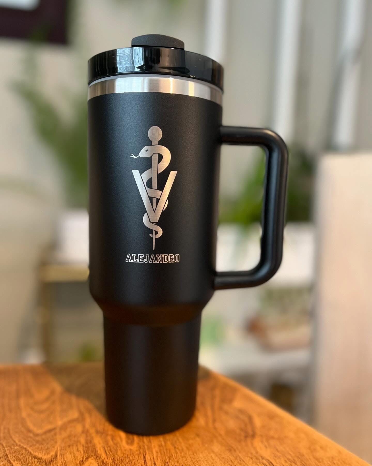 Personalized Stethoscope Tumbler: Engraved 20 oz Coffee Cup, Nurse Gift