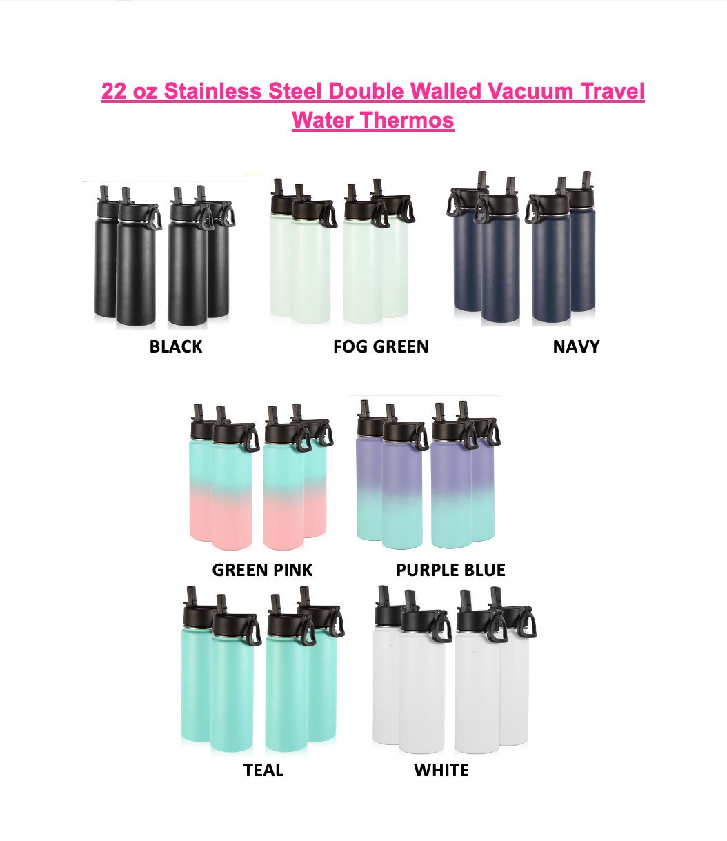 Personalized Birth Flower Tumbler: Engraved Stainless Steel Water Bottle, 22 oz