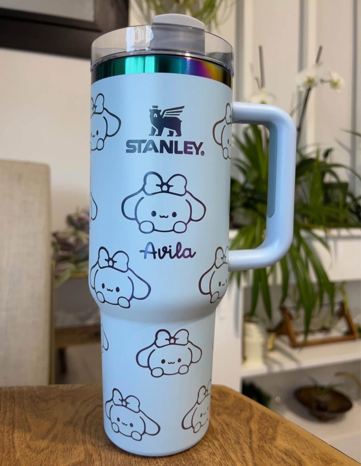 Laser engraved custom Kuromi Cinnamorrol Pochacco 40 oz Quencher, Personalized Name engraving,  Birthday gift for teens adults, kitty fans