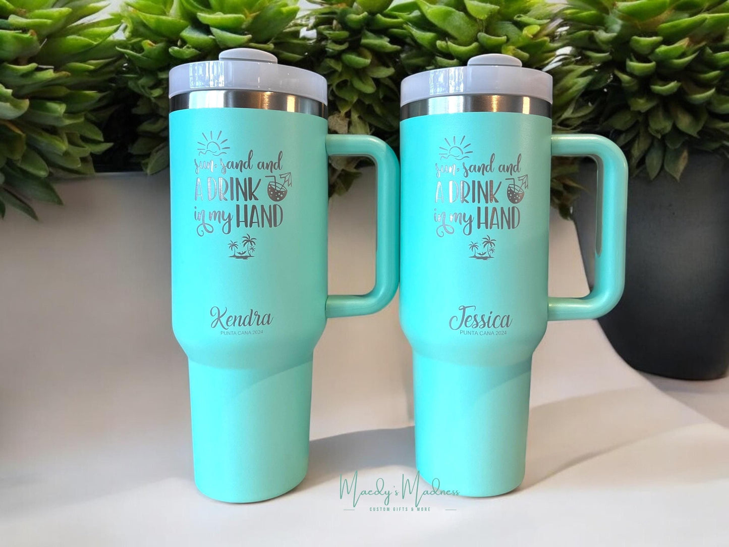 Personalized Vacation Tumbler: Engraved Stainless Steel 40 oz Travel Cup