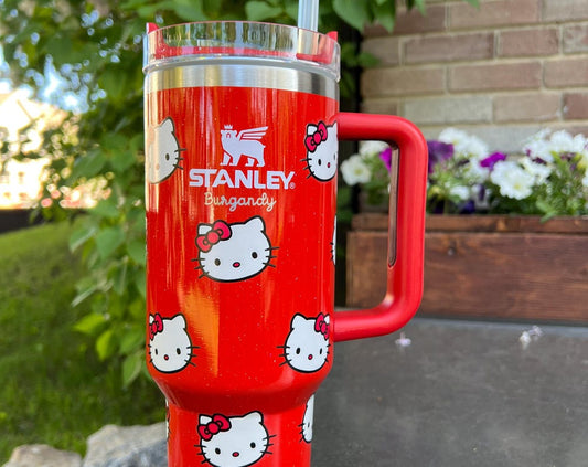 Personalized Kitty Tumbler 40 oz Cup with straw